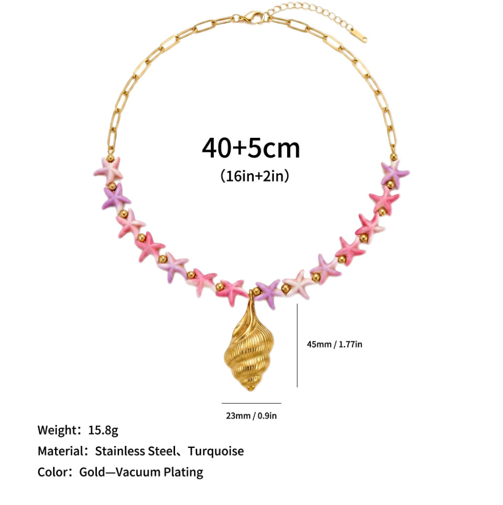Hot Ocean Beach Vacation Series Colorful Starfish Beads Conch Turtle Sun Pendant Necklace
