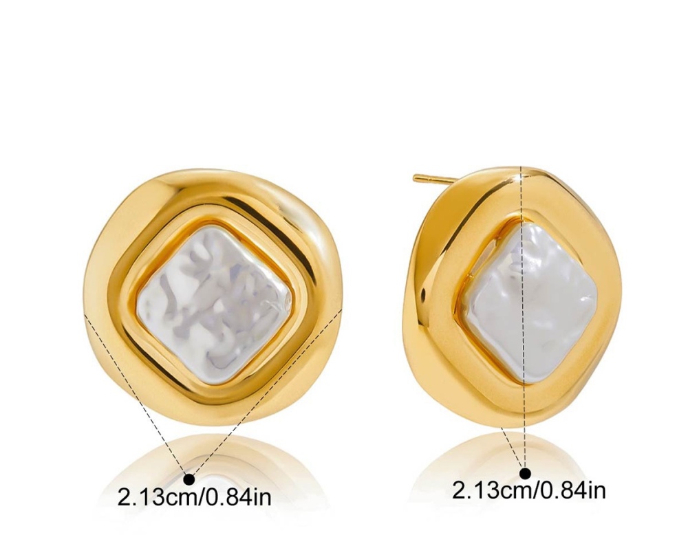 New Elegant Vintage Style Waterproof Stainless Steel Pearl Flower Stud Earrings