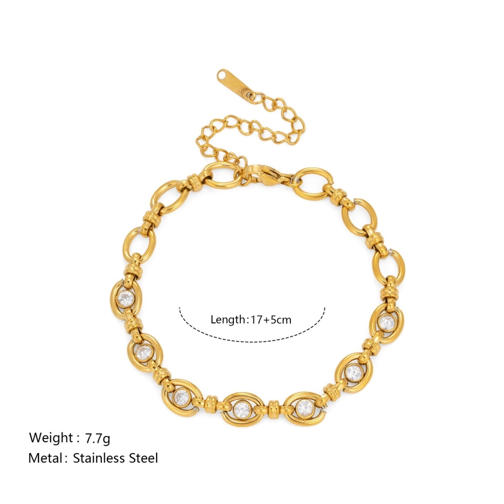 Hot Seller Stainless Steel CZ Link Chain Bracelet and Earrings Set