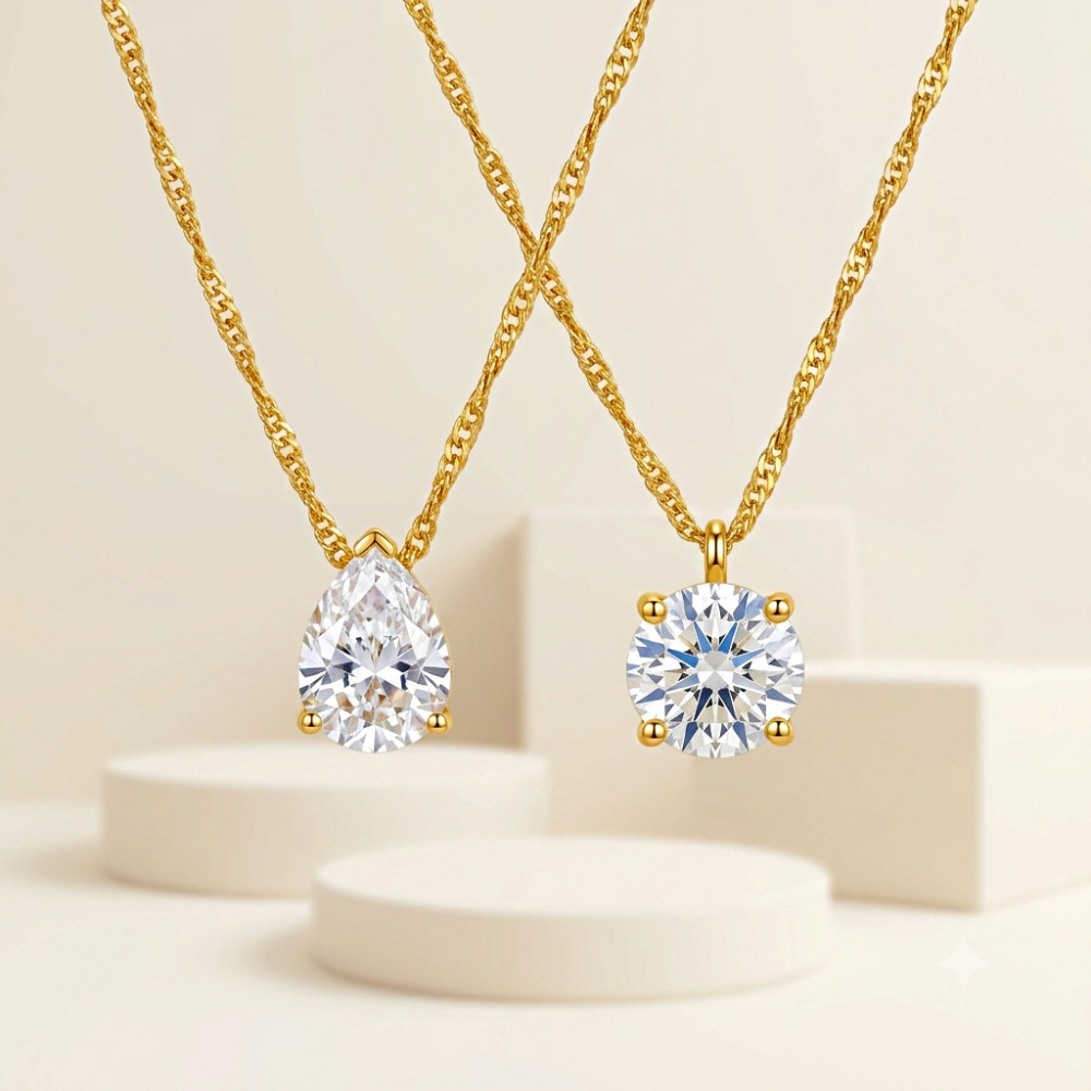Hot Selling Minimalist Style CZ Water Drop Pendant Necklace