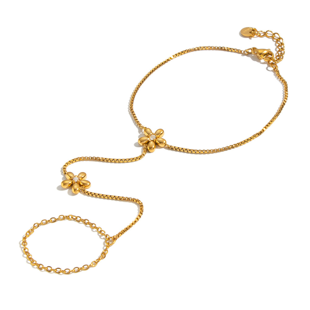 Hot Seller Waterproof Stainless Steel Hand Chain Flower Finger Bracelets