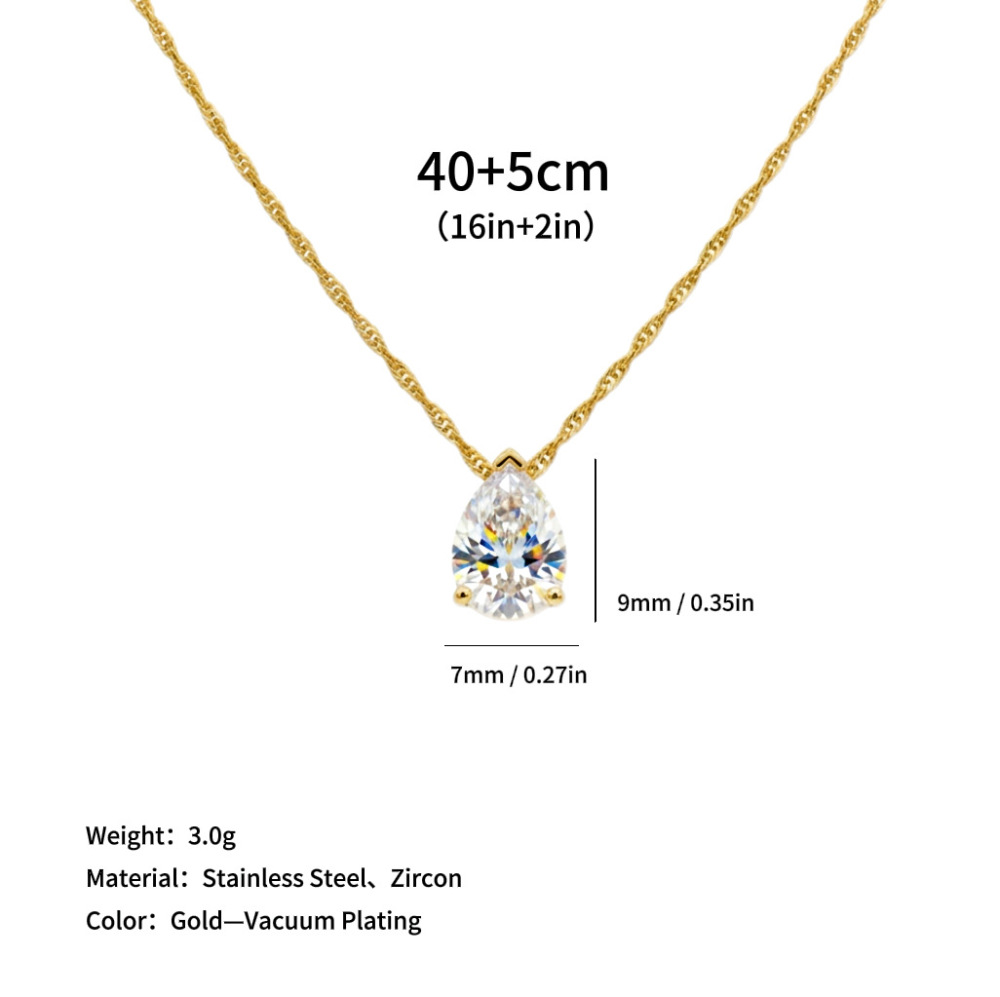 Hot Selling Minimalist Style CZ Water Drop Pendant Necklace