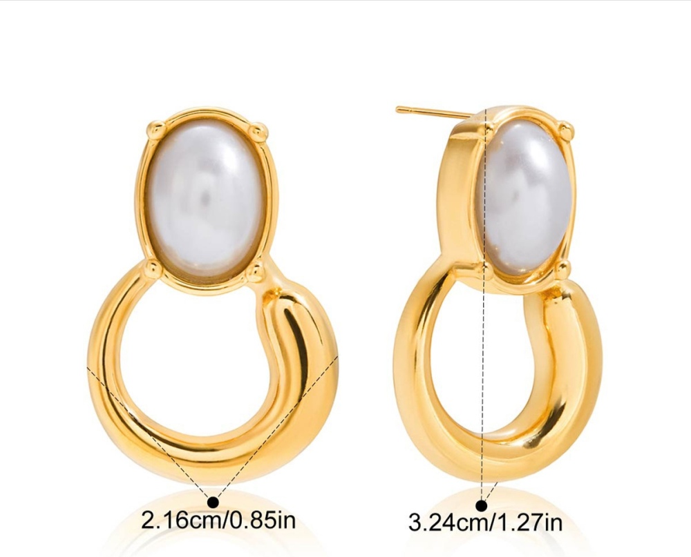 New Elegant Vintage Style Waterproof Stainless Steel Pearl Flower Stud Earrings