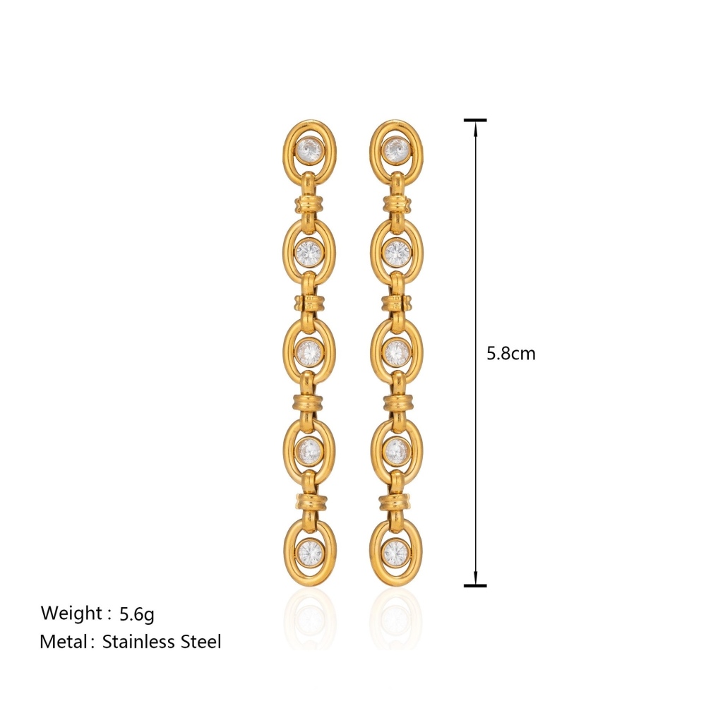 Hot Seller Stainless Steel CZ Link Chain Bracelet and Earrings Set