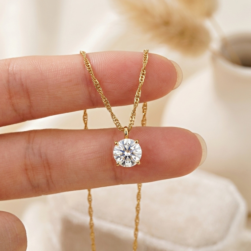 Hot Selling Minimalist Style CZ Water Drop Pendant Necklace