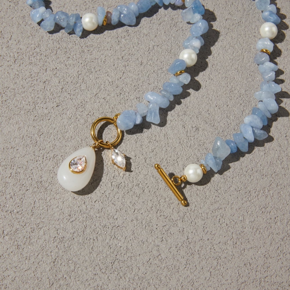 Hot Seller Beads Jewelry Stainless Steel OT Clasp Natural Stones Crystal Beaded Necklace
