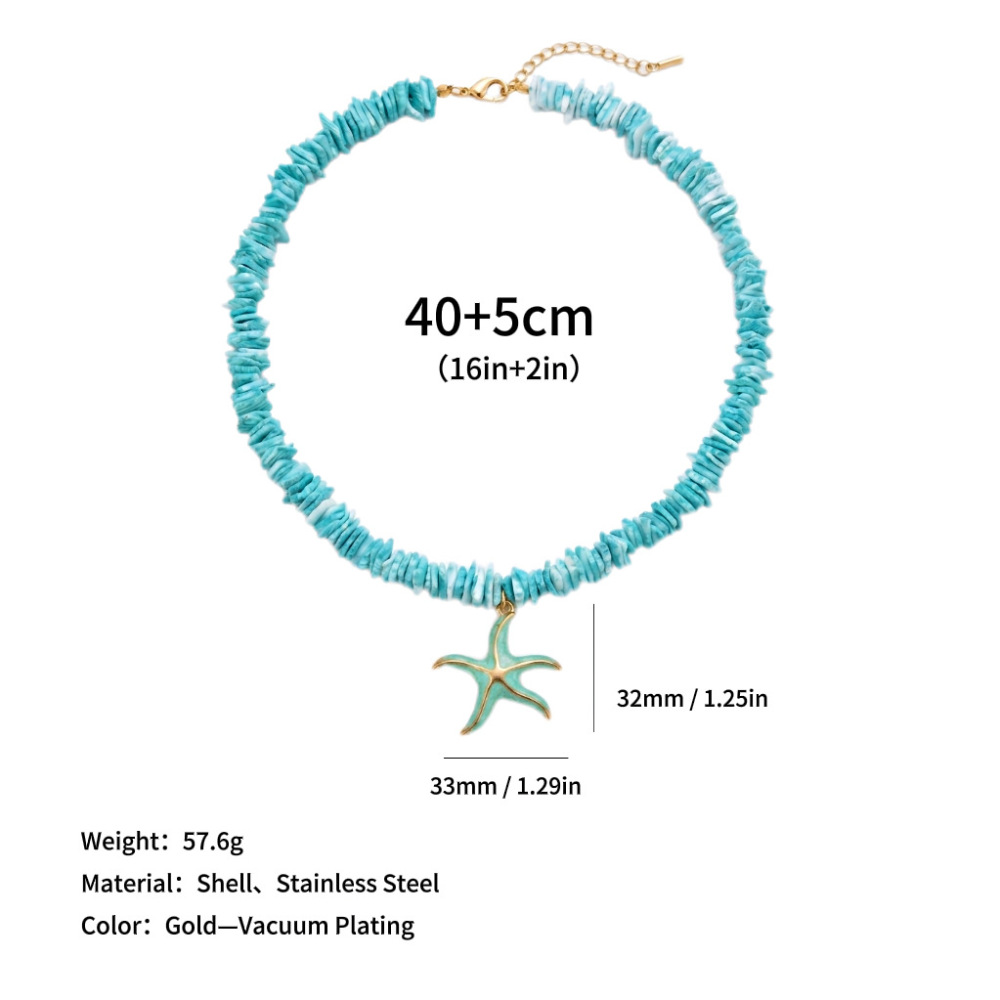 Hot Seller Beads Jewelry Stainless Steel Coloful Shell Beaded Heart Starfish Pendant Necklace