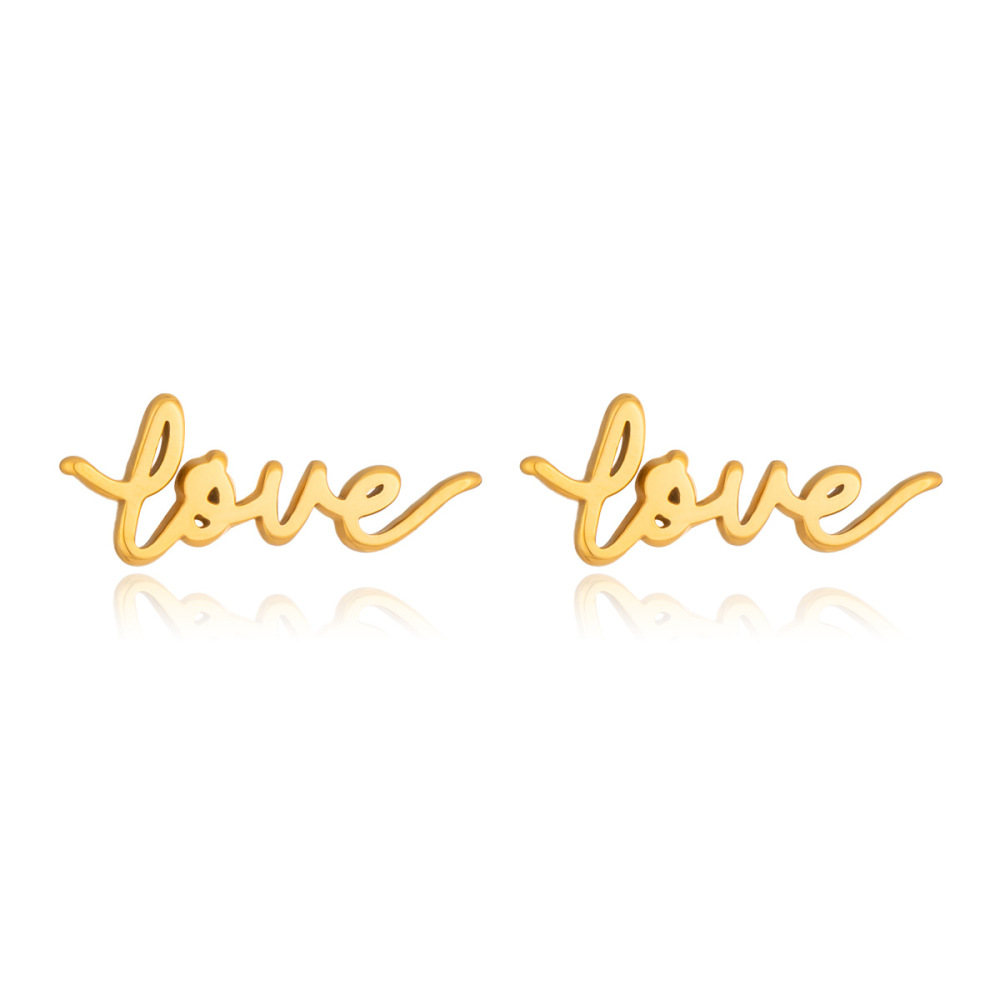 Wholesale Waterproof Stainless Steel Letter LOVE Stud Earrings