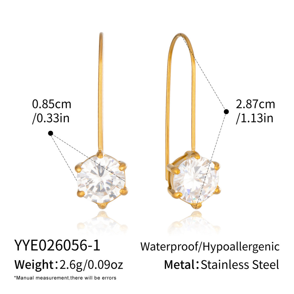 Wholesale Waterproof Stainless Steel Water Drop Shaped CZ Drop Earrings