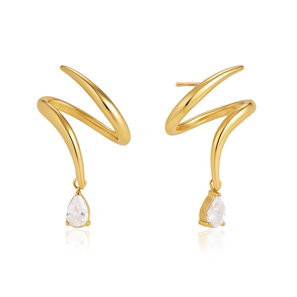 Wholesale Tarnish Free Stainless Steel Tear Drop CZ Geometric Stud Earrings