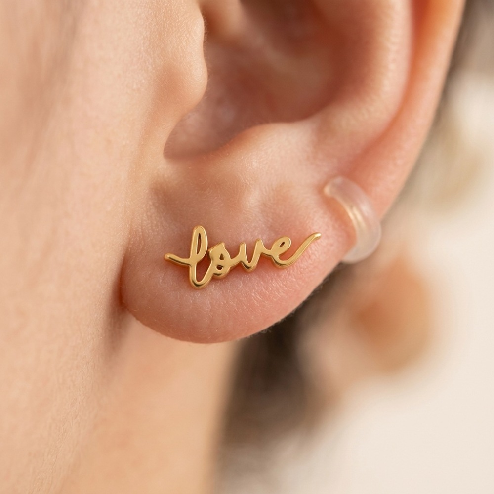 Wholesale Waterproof Stainless Steel Letter LOVE Stud Earrings