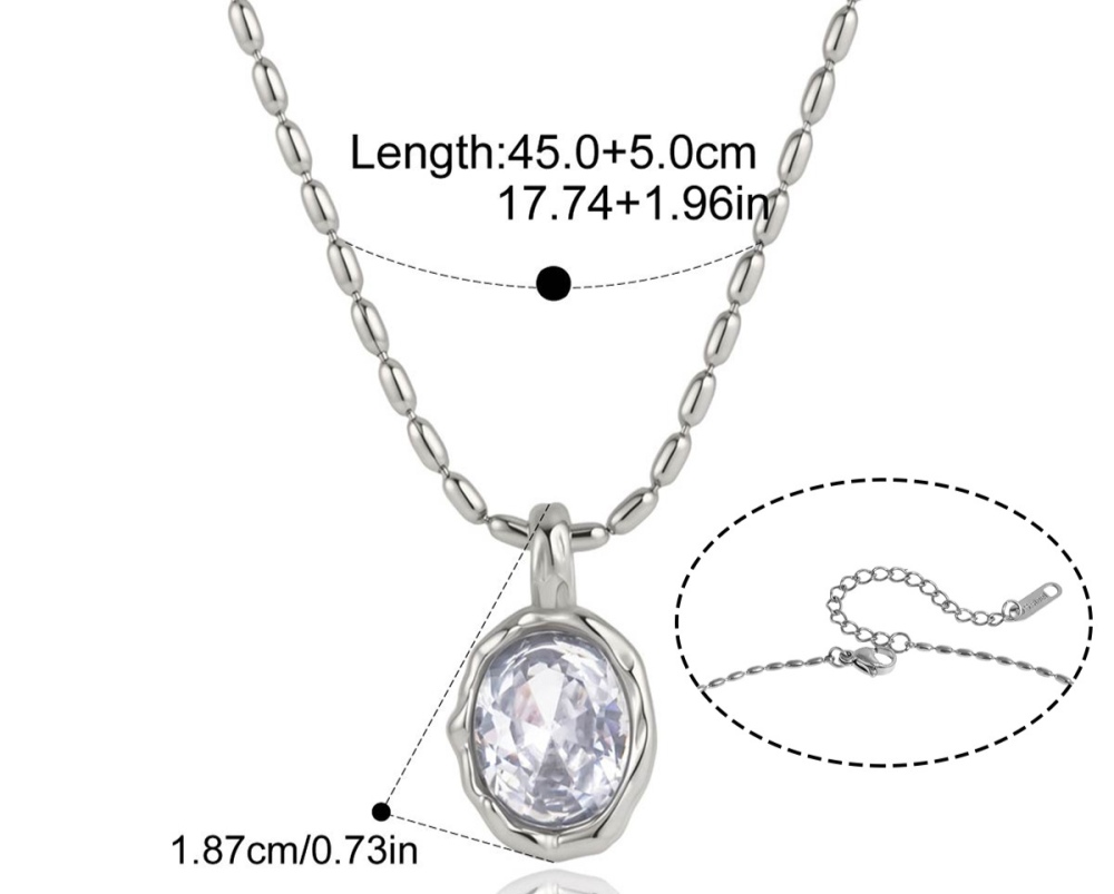 Jewelry Wholesale Waterproof Stainless Steel Hammer Texture CZ Water Drop Pendant Necklace