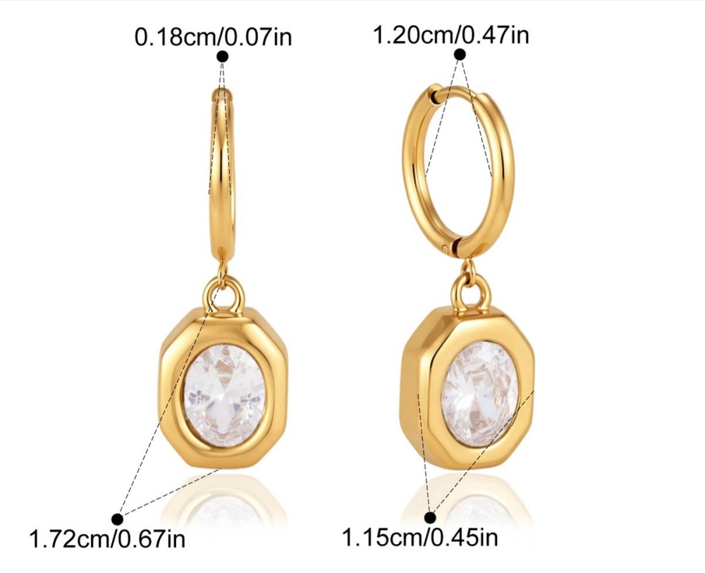 Jewelry Wholesale Waterproof Stainless Steel Hypoallergenic Cubic Zircon Geometric Hoop Earrings