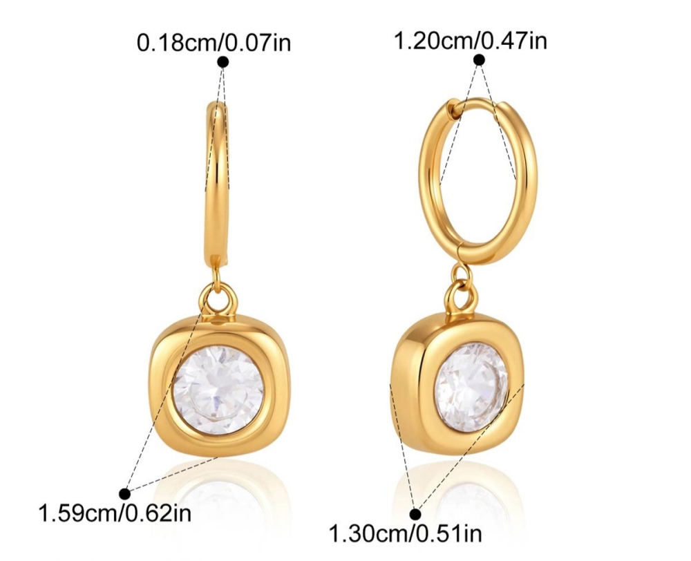 Jewelry Wholesale Waterproof Stainless Steel Hypoallergenic Cubic Zircon Geometric Hoop Earrings