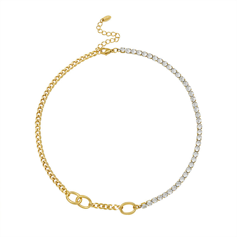 IVIAPRO Jewelry New Arrival Waterproof Tarnish Free Shiny Dainty Zircon Link Chain Stainless Steel Necklace