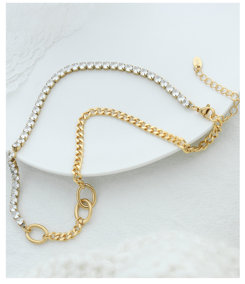 IVIAPRO Jewelry New Arrival Waterproof Tarnish Free Shiny Dainty Zircon Link Chain Stainless Steel Necklace