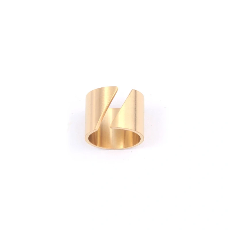 IVIAPRO Fashion Jewelry High End 18K Plain Gold Brushed Metal Vintage Open Ring Stainless Steel Ring