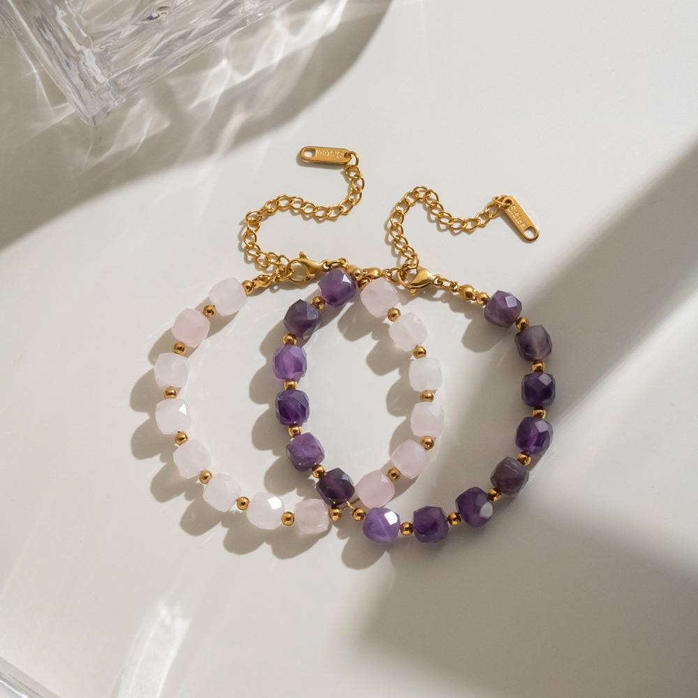 Stainless Steel Waterproof Jewelry Natural Stones Crystal Beaded Bracelets Wholesale