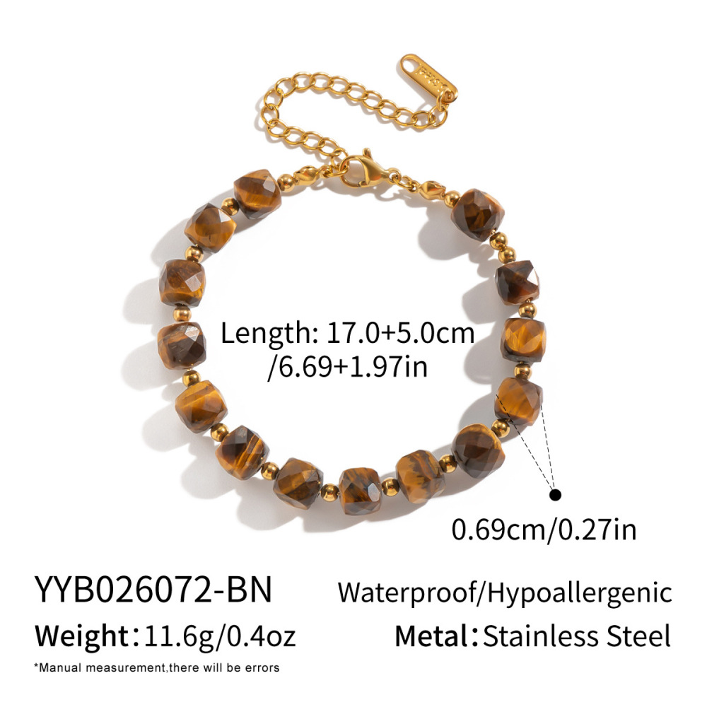 Stainless Steel Waterproof Jewelry Natural Stones Crystal Beaded Bracelets Wholesale