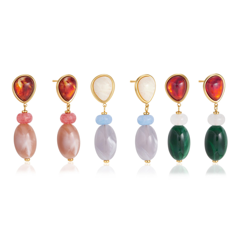 Jewelry Wholesale Stainless Steel Hypoallergenic Colorful Resin Stud Earrings