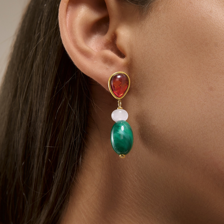 Jewelry Wholesale Stainless Steel Hypoallergenic Colorful Resin Stud Earrings