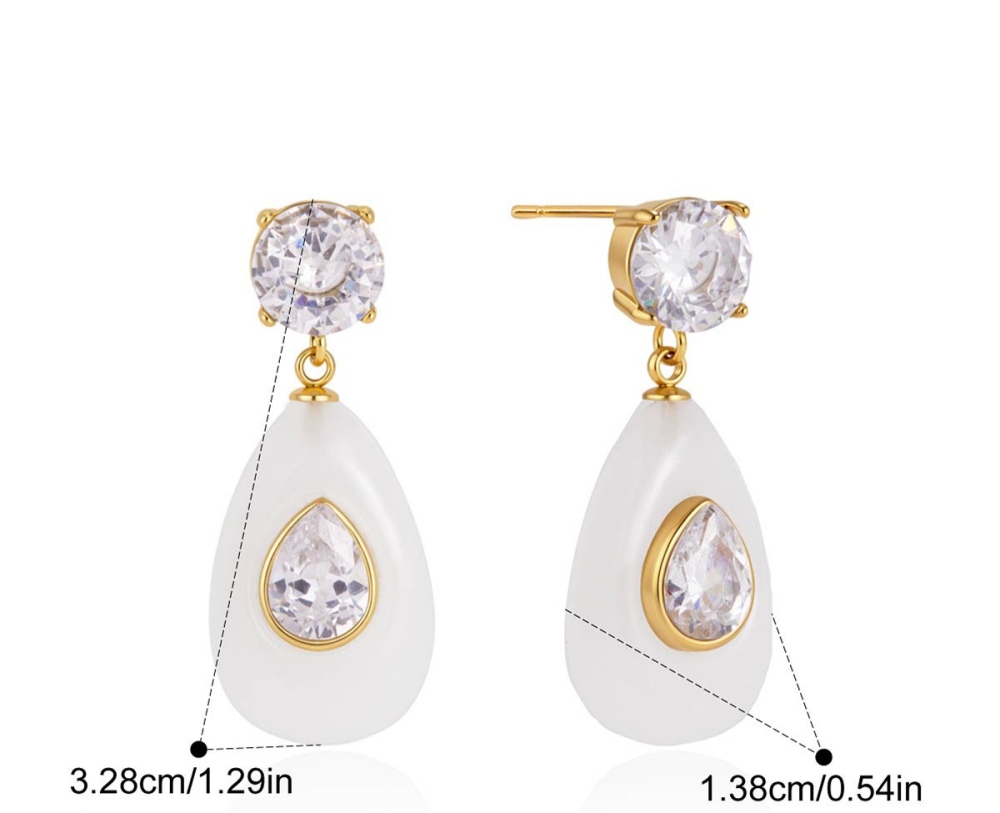 Jewelry Wholesale Stainless Steel Hypoallergenic Resin Zircon Stud Earrings