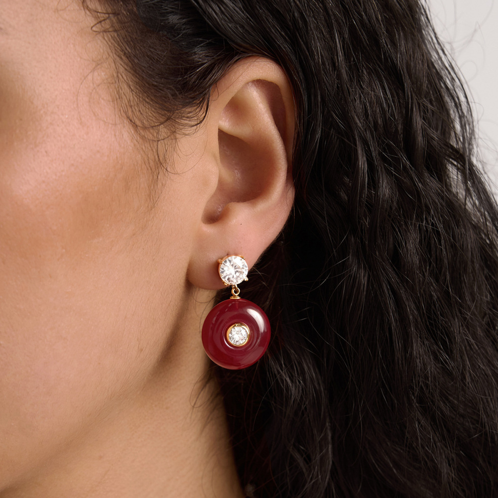 Jewelry Wholesale Stainless Steel Hypoallergenic Resin Zircon Stud Earrings