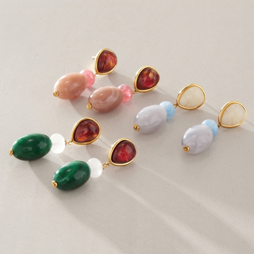 Jewelry Wholesale Stainless Steel Hypoallergenic Colorful Resin Stud Earrings