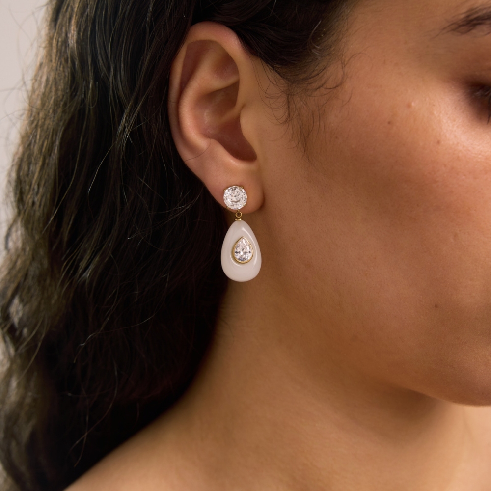 Jewelry Wholesale Stainless Steel Hypoallergenic Resin Zircon Stud Earrings