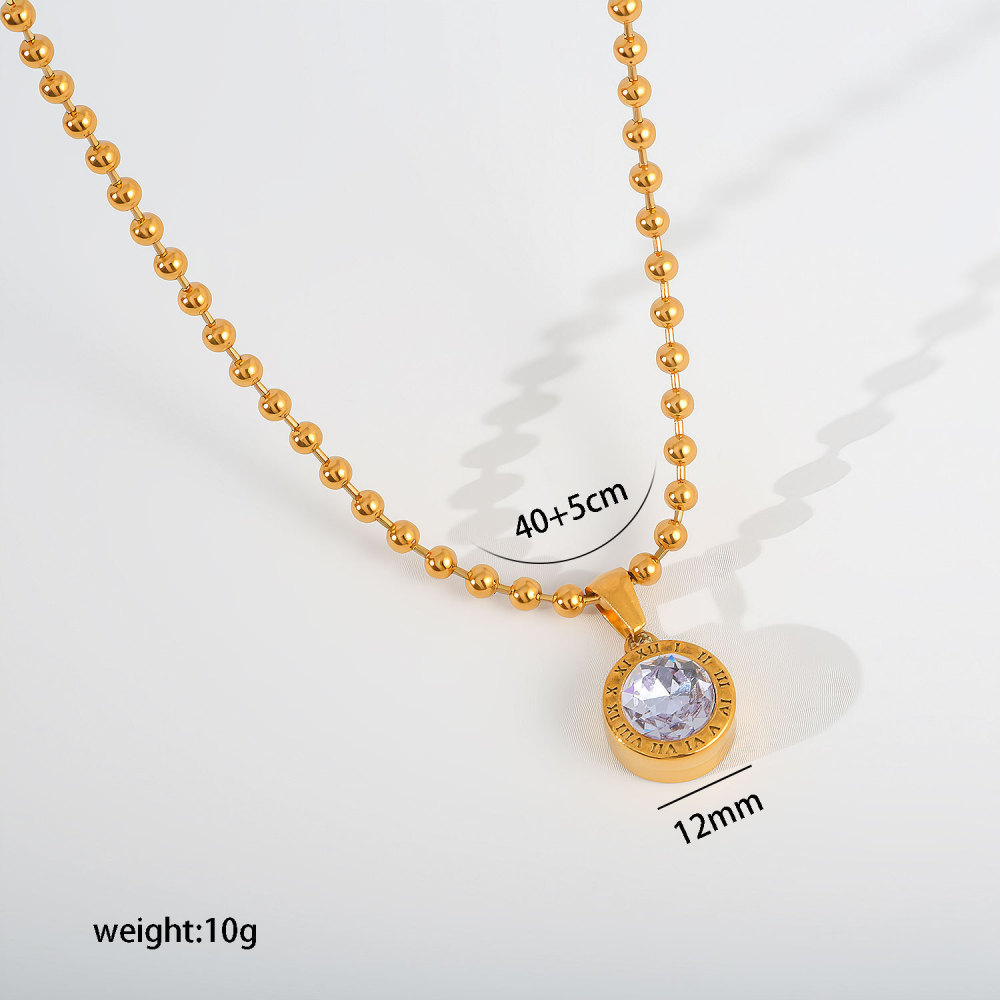 Jewelry Wholesale Waterproof Stainless Steel Geometric Zircon Pendant Necklace