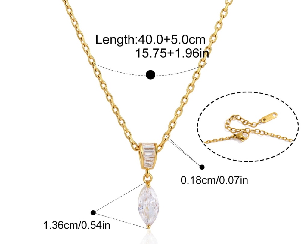 Hot Seller Jewelry Wholesale Tarnish Free Stainless Steel Geometric Zircon Pendant Necklace
