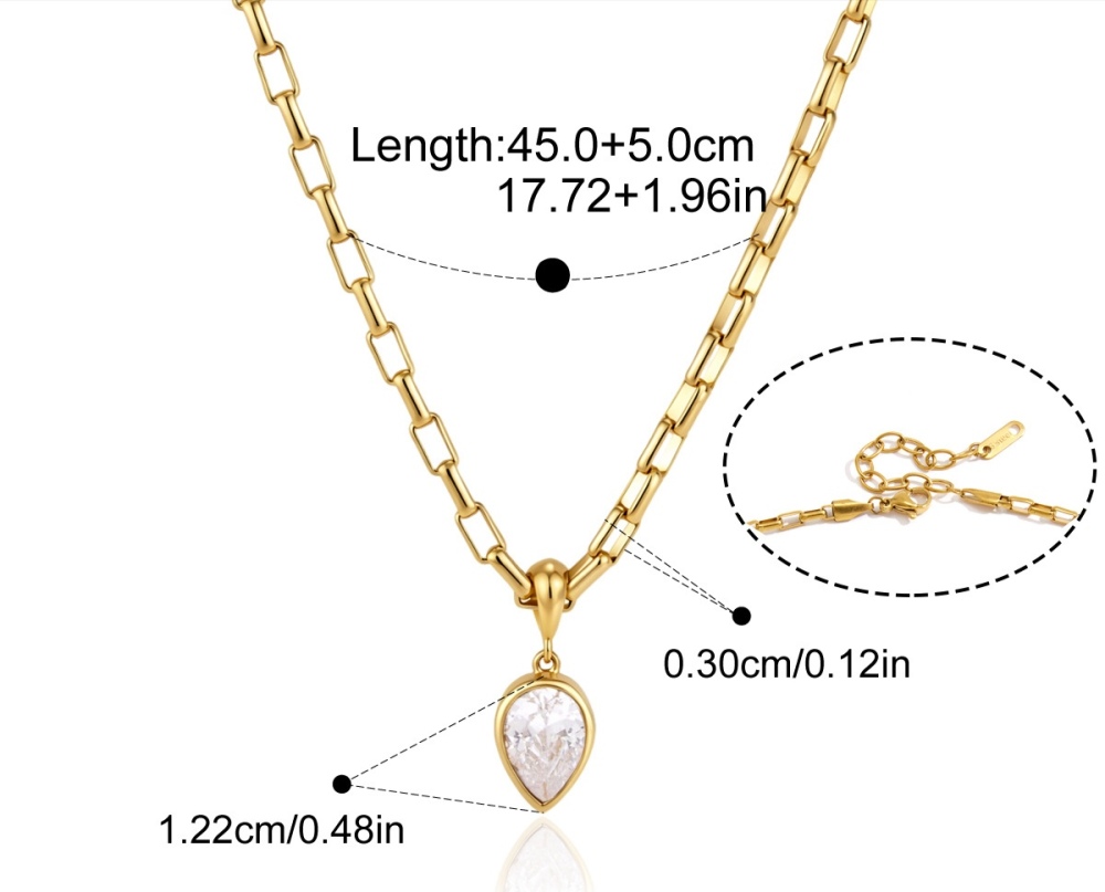Hot Seller Jewelry Wholesale Tarnish Free Stainless Steel Geometric Zircon Pendant Necklace
