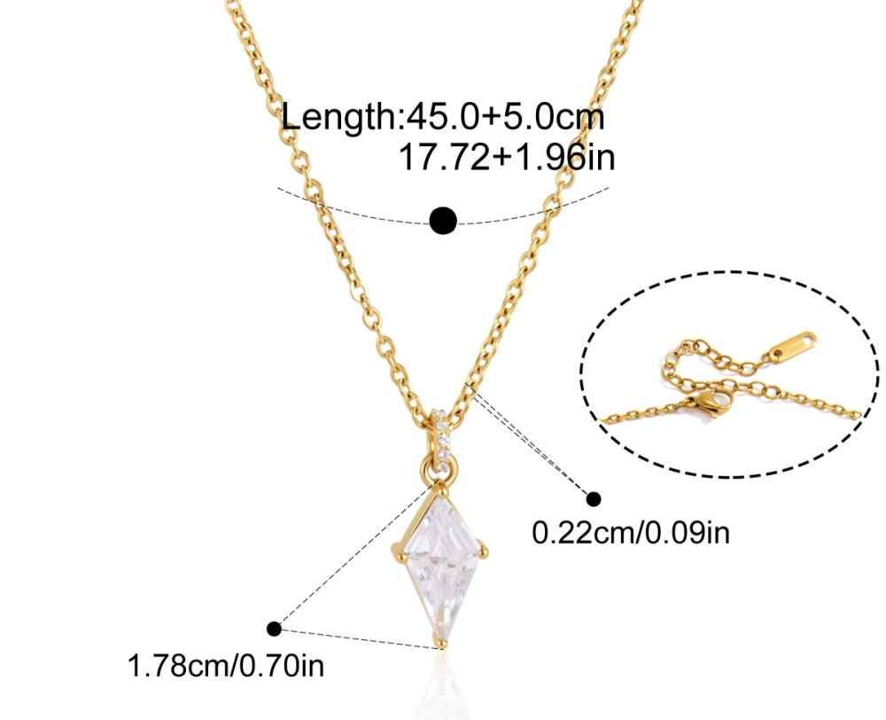 Hot Seller Jewelry Wholesale Tarnish Free Stainless Steel Geometric Zircon Pendant Necklace