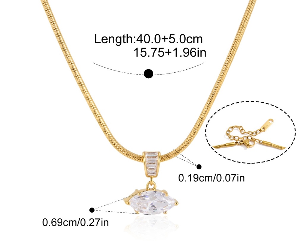 Hot Seller Jewelry Wholesale Tarnish Free Stainless Steel Geometric Zircon Pendant Necklace