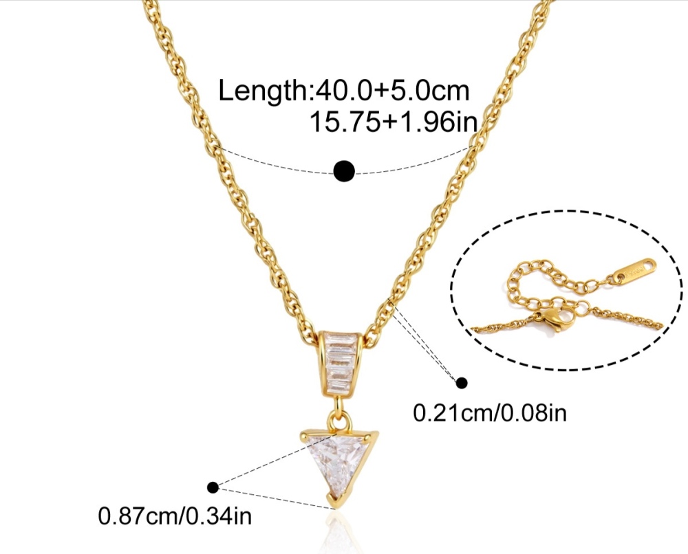 Hot Seller Jewelry Wholesale Tarnish Free Stainless Steel Geometric Zircon Pendant Necklace
