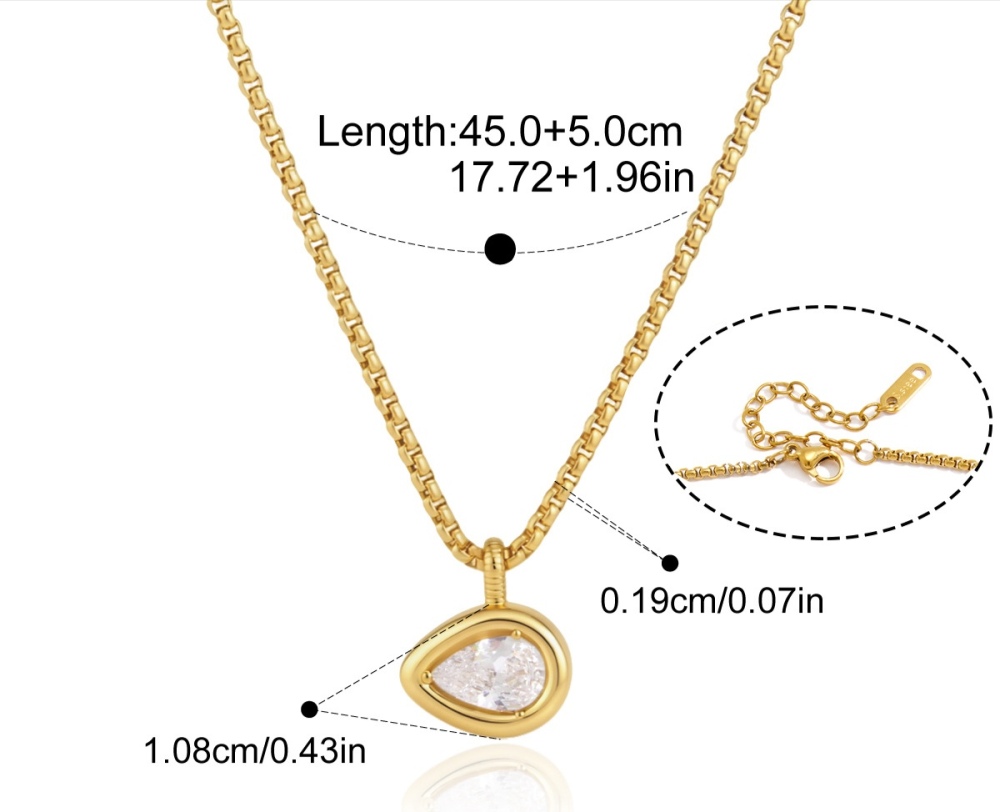 Hot Seller Jewelry Wholesale Tarnish Free Stainless Steel Geometric Zircon Pendant Necklace