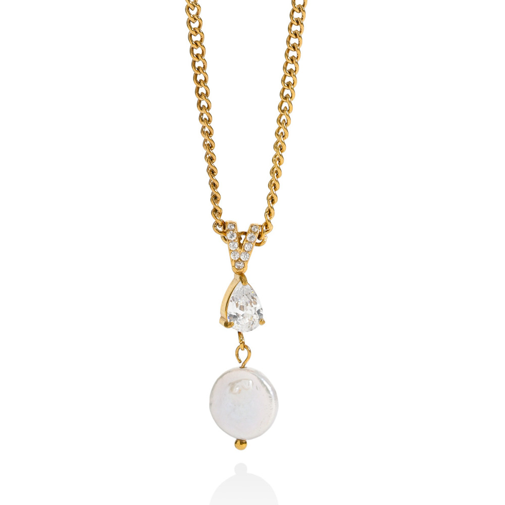 Fashion Jewelry Wholesale Waterproof Natural Rectangle Pearl Button Pearl Pendant Necklace