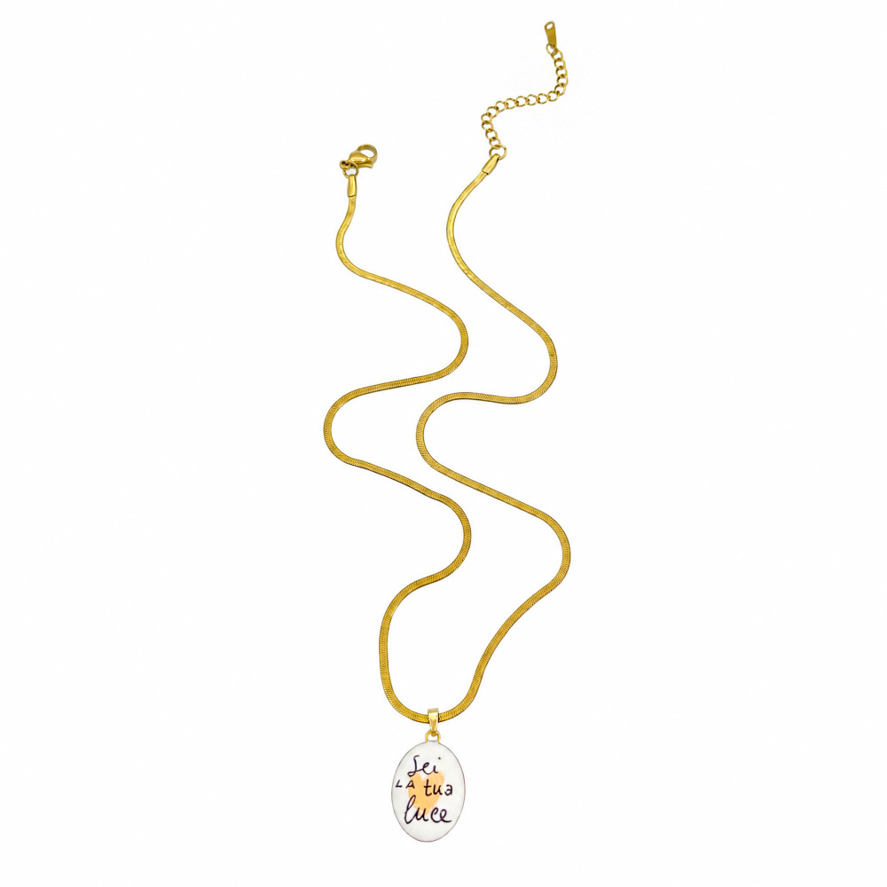 Jewelry Wholesale Tarnish Free Stainless Steel Snake Chain Oil Dripping Flower Heart Pendant Necklace