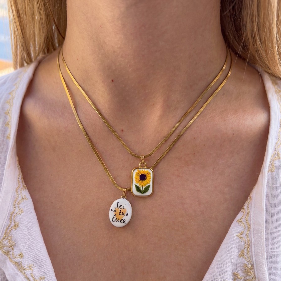 Jewelry Wholesale Tarnish Free Stainless Steel Snake Chain Oil Dripping Flower Heart Pendant Necklace