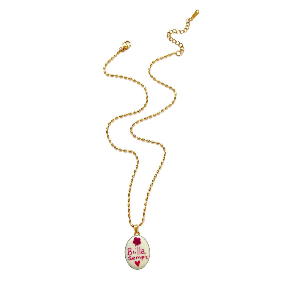Jewelry Wholesale Tarnish Free Stainless Steel Oil Dripping Strawberry Bear Heart Pendant Necklace