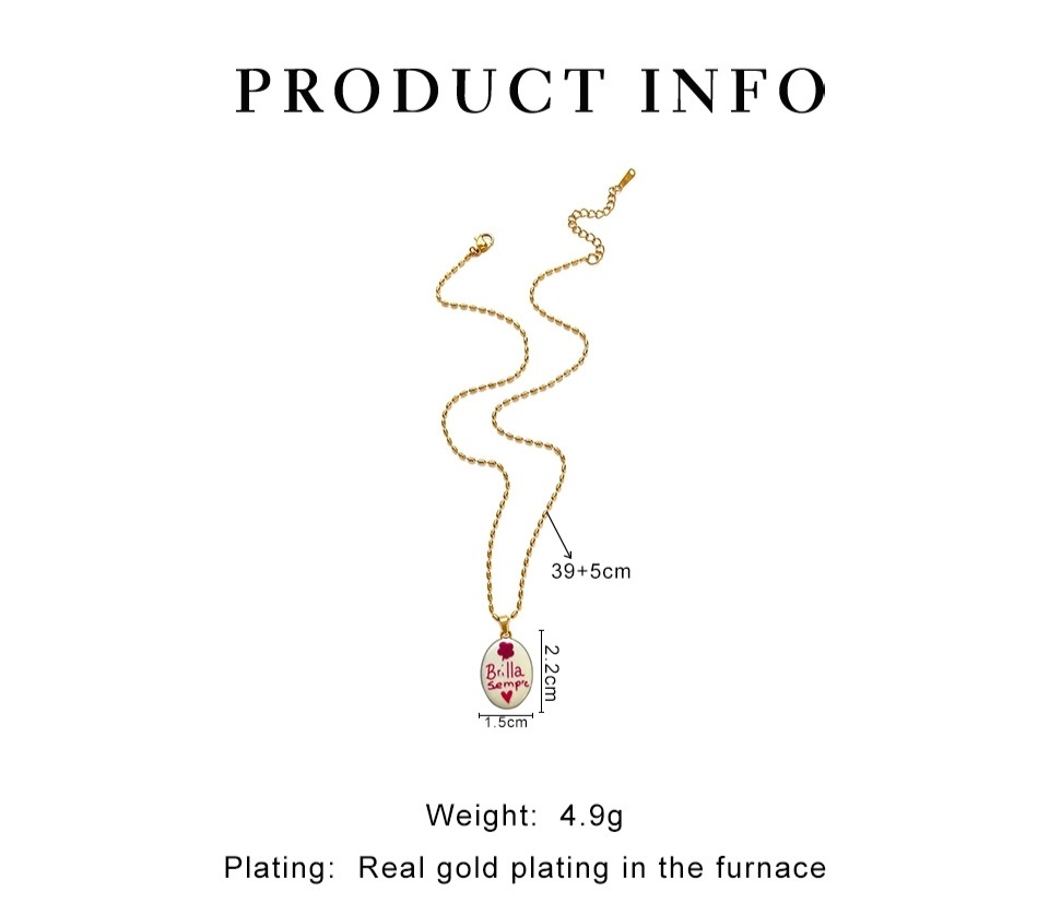 Jewelry Wholesale Tarnish Free Stainless Steel Oil Dripping Strawberry Bear Heart Pendant Necklace