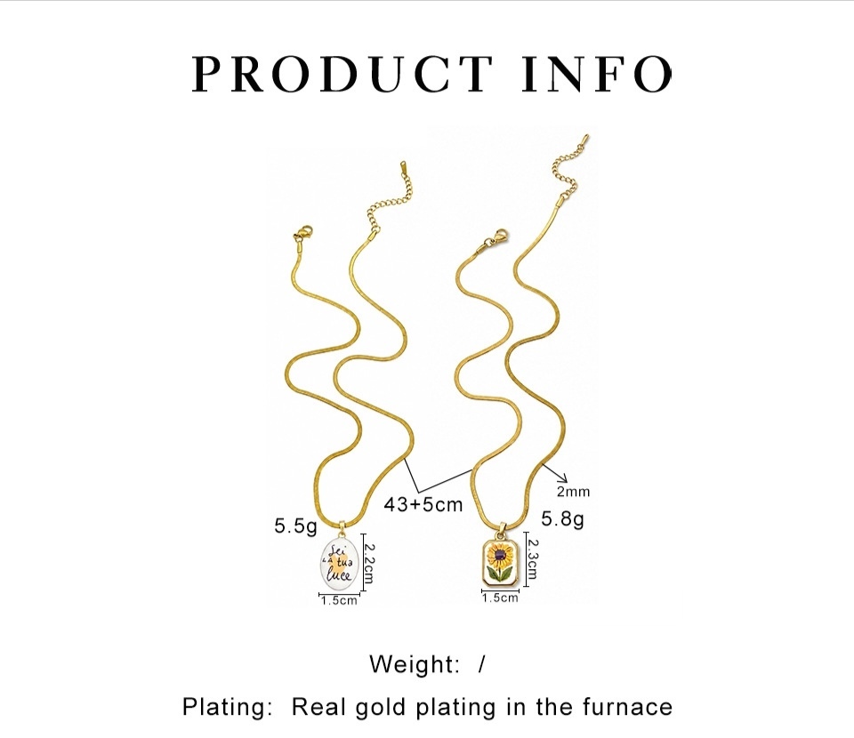 Jewelry Wholesale Tarnish Free Stainless Steel Snake Chain Oil Dripping Flower Heart Pendant Necklace
