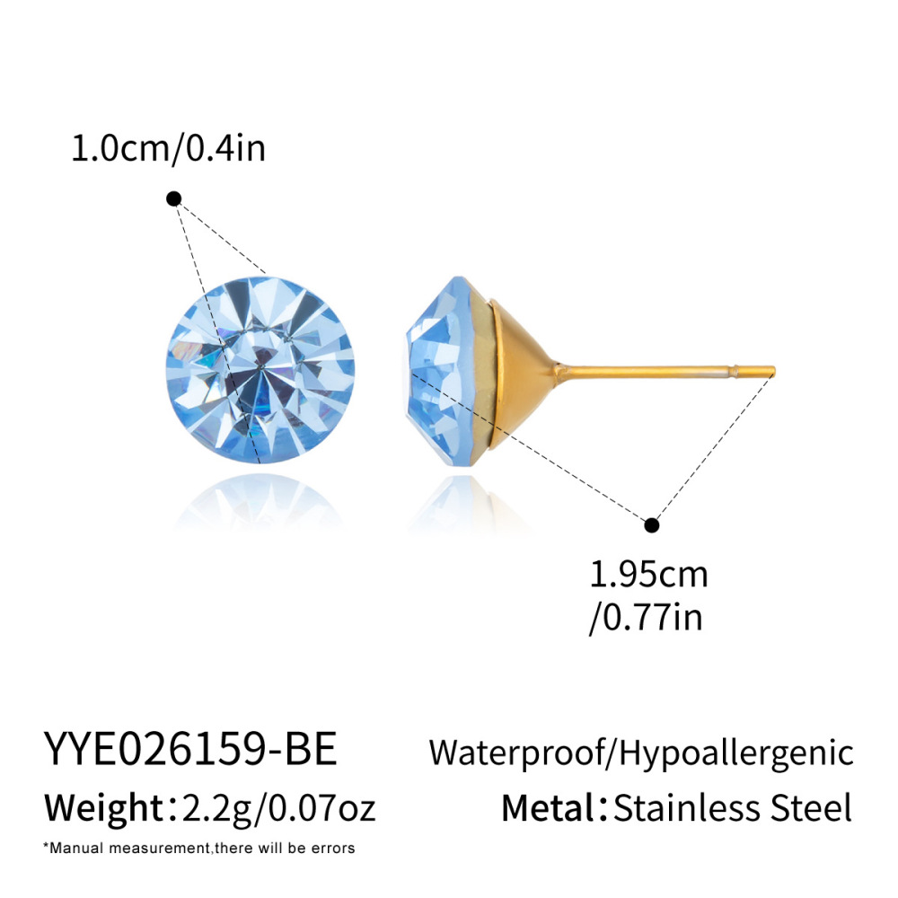 Minimalist Style Waterproof Hypoallergenic Stainless Steel Colorful Stud Earrings