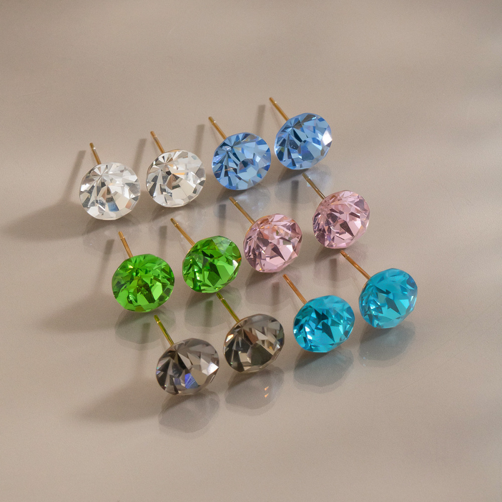 Minimalist Style Waterproof Hypoallergenic Stainless Steel Colorful Stud Earrings