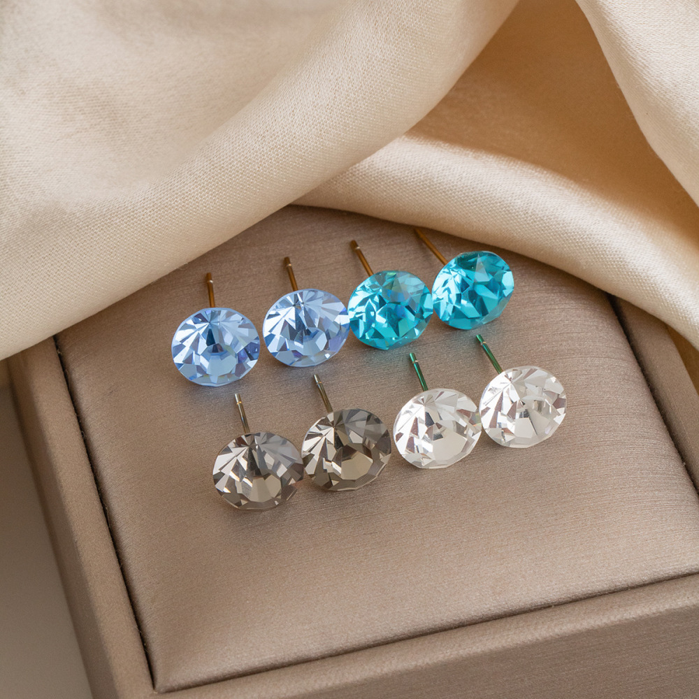 Minimalist Style Waterproof Hypoallergenic Stainless Steel Colorful Stud Earrings