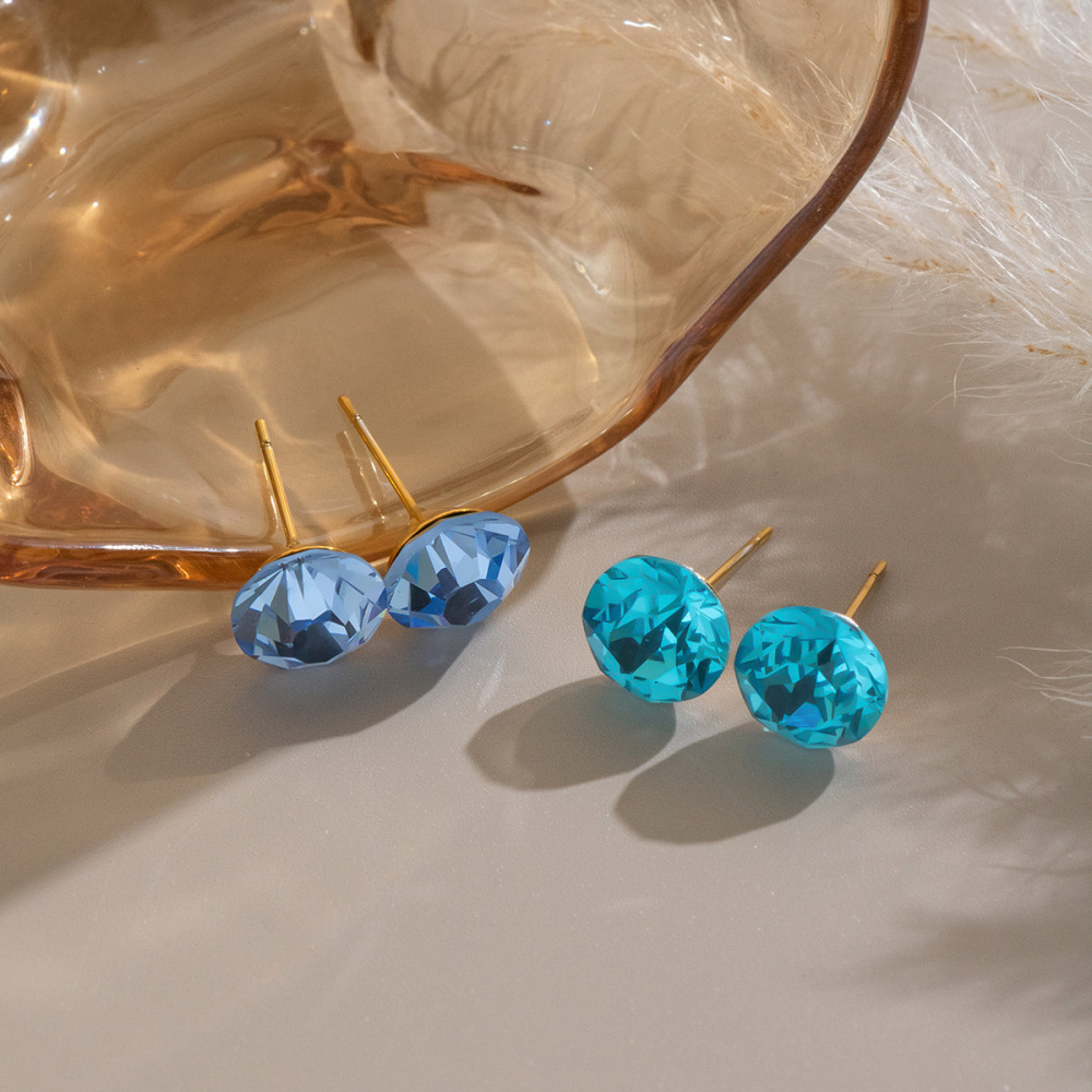 Minimalist Style Waterproof Hypoallergenic Stainless Steel Colorful Stud Earrings