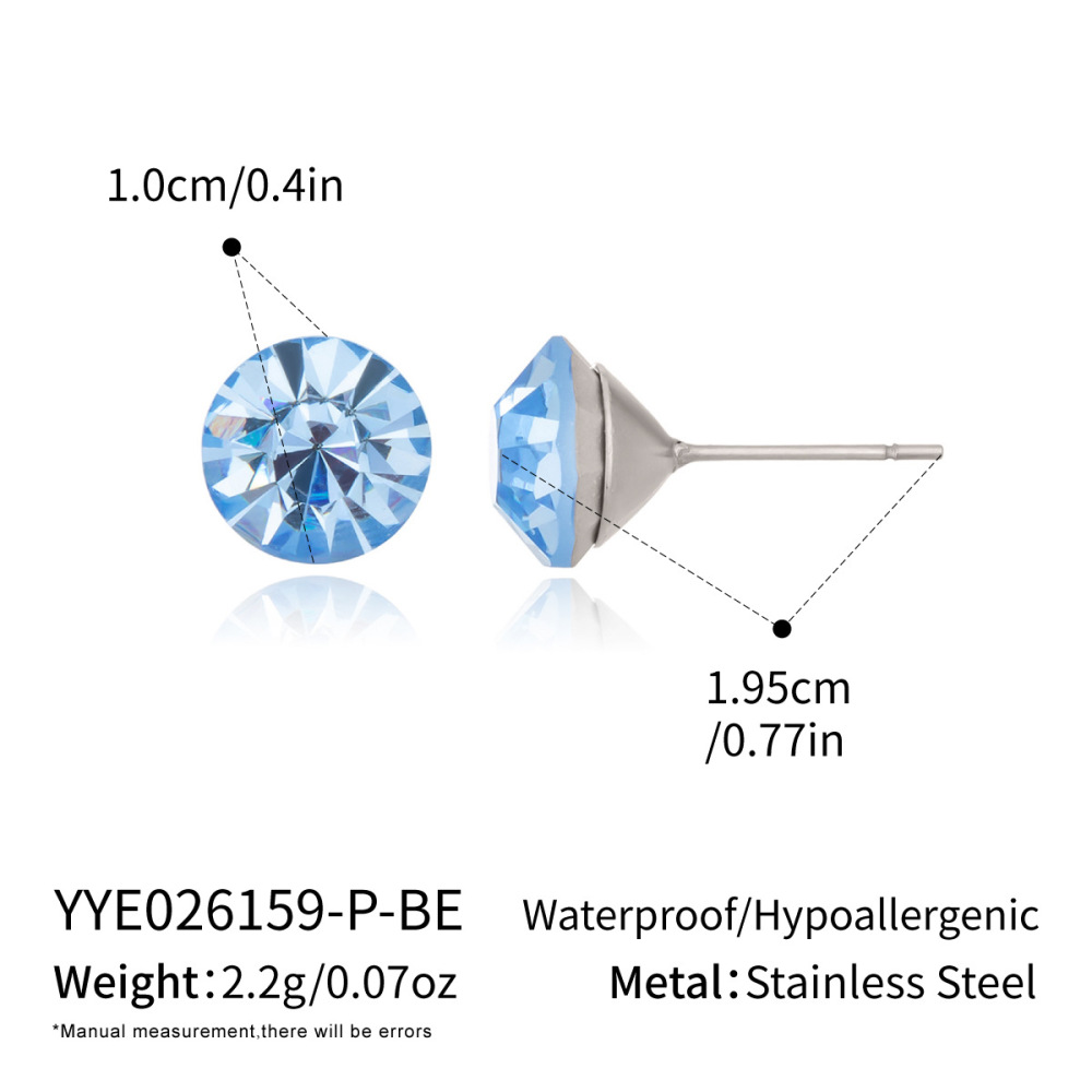 Minimalist Style Waterproof Hypoallergenic Stainless Steel Colorful Stud Earrings