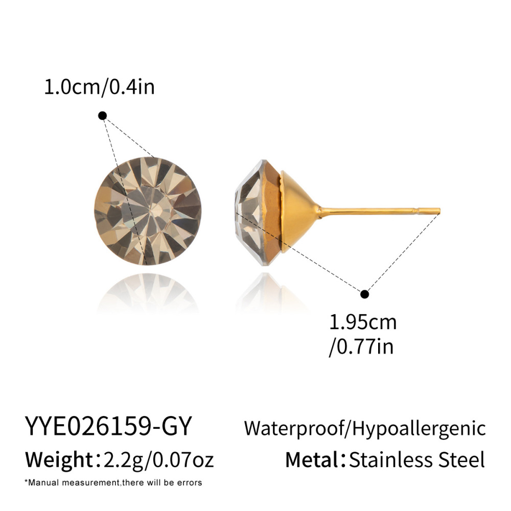 Minimalist Style Waterproof Hypoallergenic Stainless Steel Colorful Stud Earrings