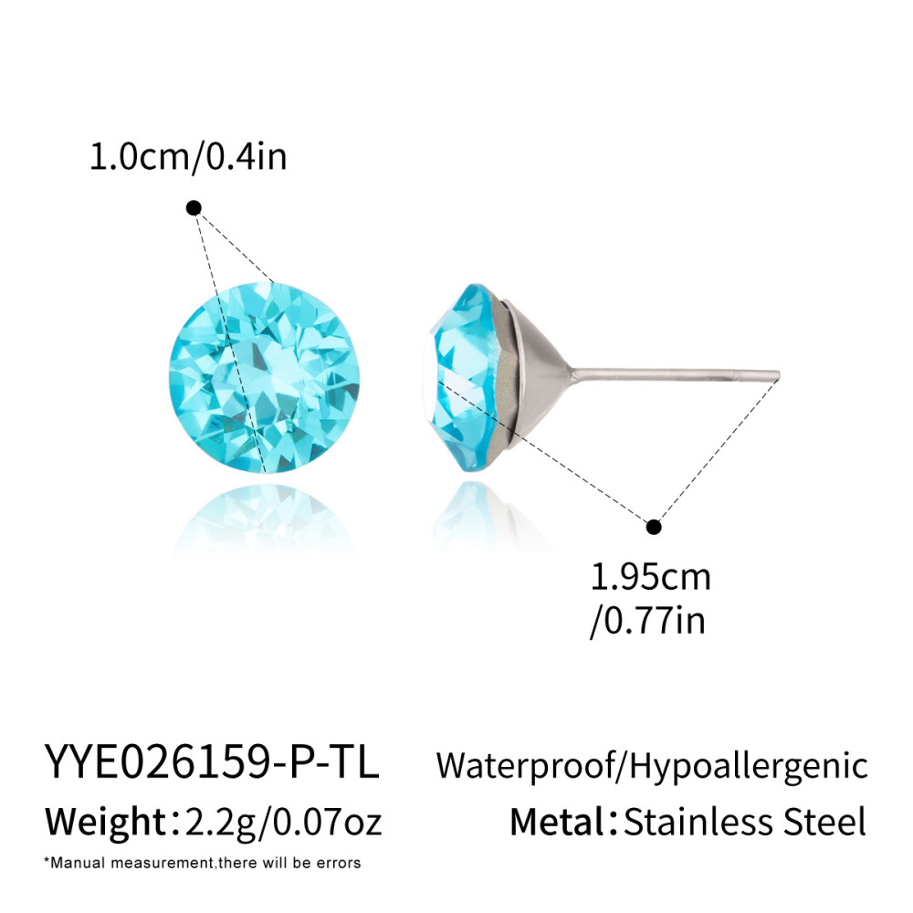 Minimalist Style Waterproof Hypoallergenic Stainless Steel Colorful Stud Earrings