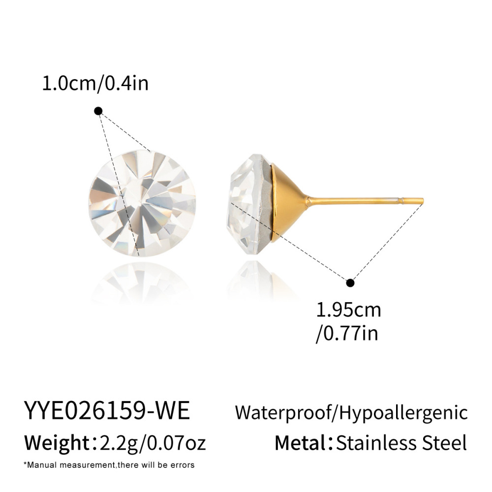 Minimalist Style Waterproof Hypoallergenic Stainless Steel Colorful Stud Earrings